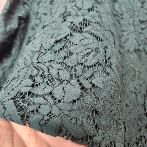 Torrid Blazer Women's Size 1 Dark Green Lace  Open Front Jacket Long Sleeve - Picture 15 of 15